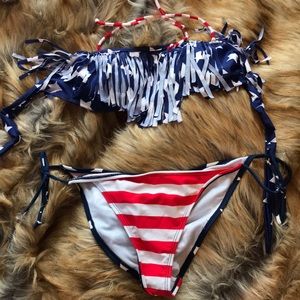 American Flag fringe bikini
